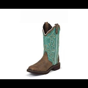 Barnwood Brown Buffalo 12” Turquoise Boots